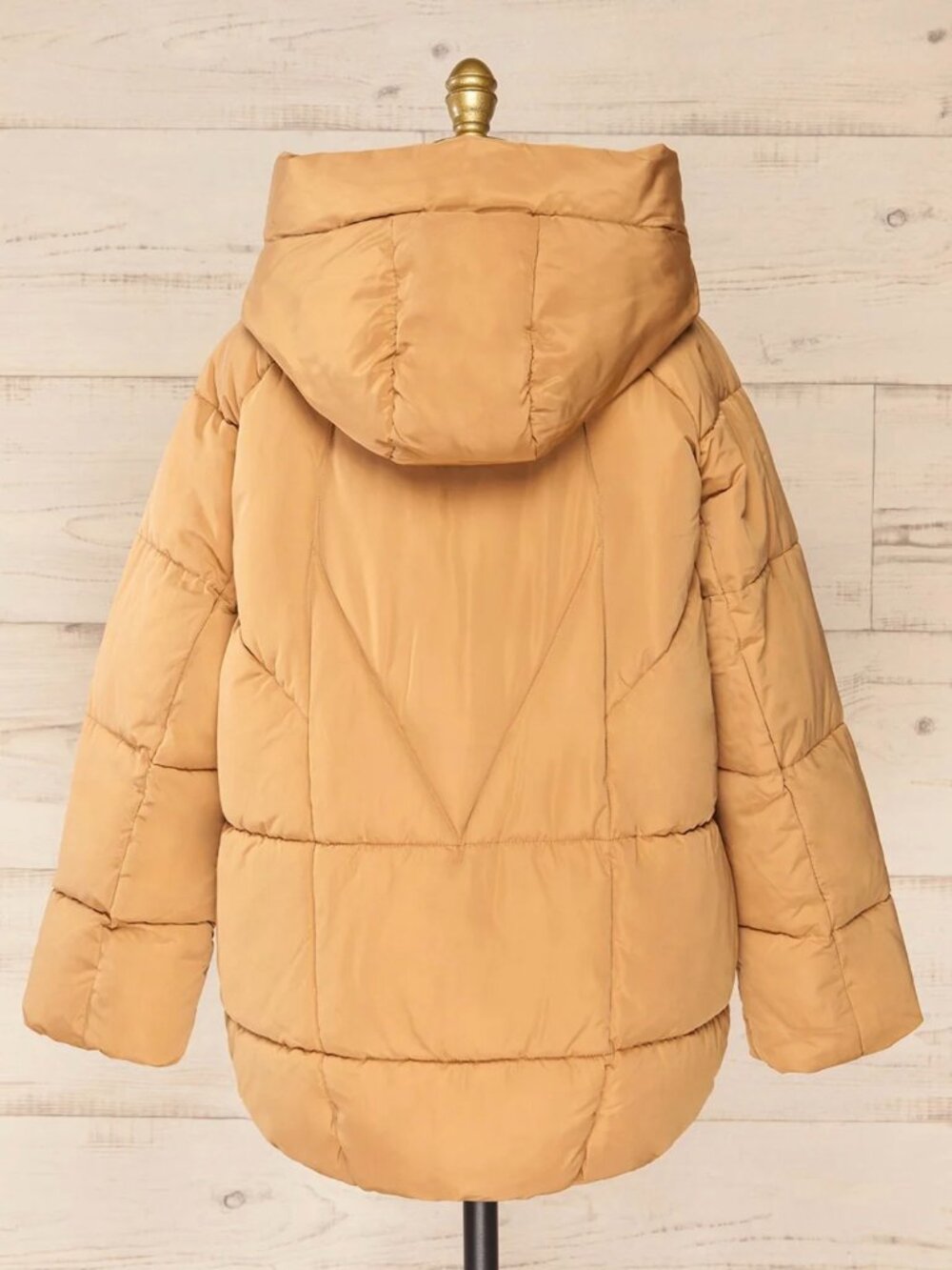 Winter Puffer Jacket Short Oversized Beige S - Picture 14 of 16